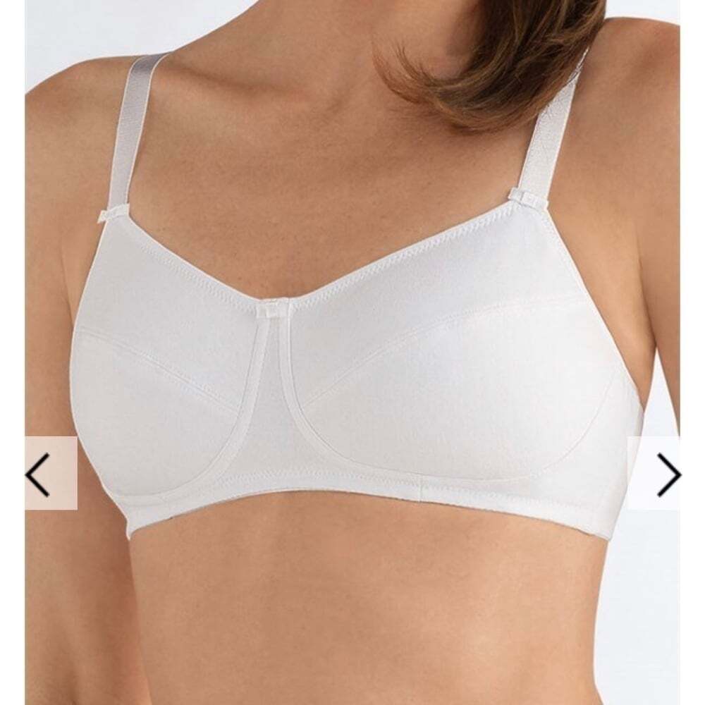 Amoena Ruth Cotton Bra 46A White Wireless Soft Cup Post Surgery Comfort Fit